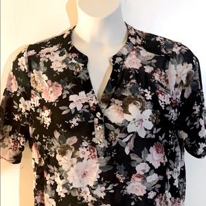 Siren Lily Pink Floral Sheer Blouse